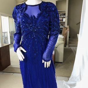 Cobalt Blue Sequined Dress Party Holiday New Years